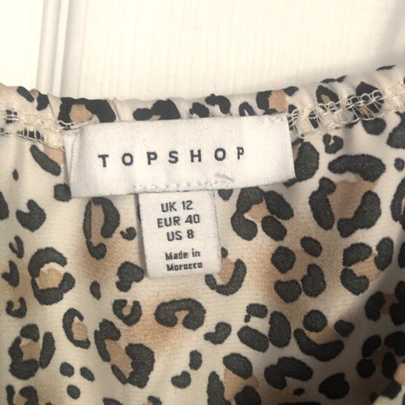 Leopard Print Topshop Cami Top Tiered White Black Brown Spaghetti Strap V-Neck - Picture 5 of 7